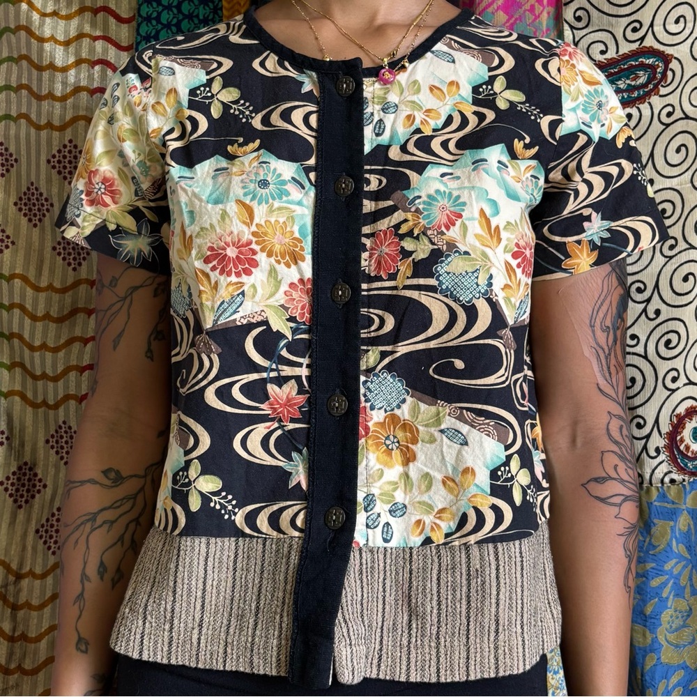 Floral Patterned Button-Up Women's Top - image 2